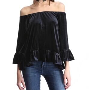 Anthropologie Sanctuary Velvet Off Shoulder Top S